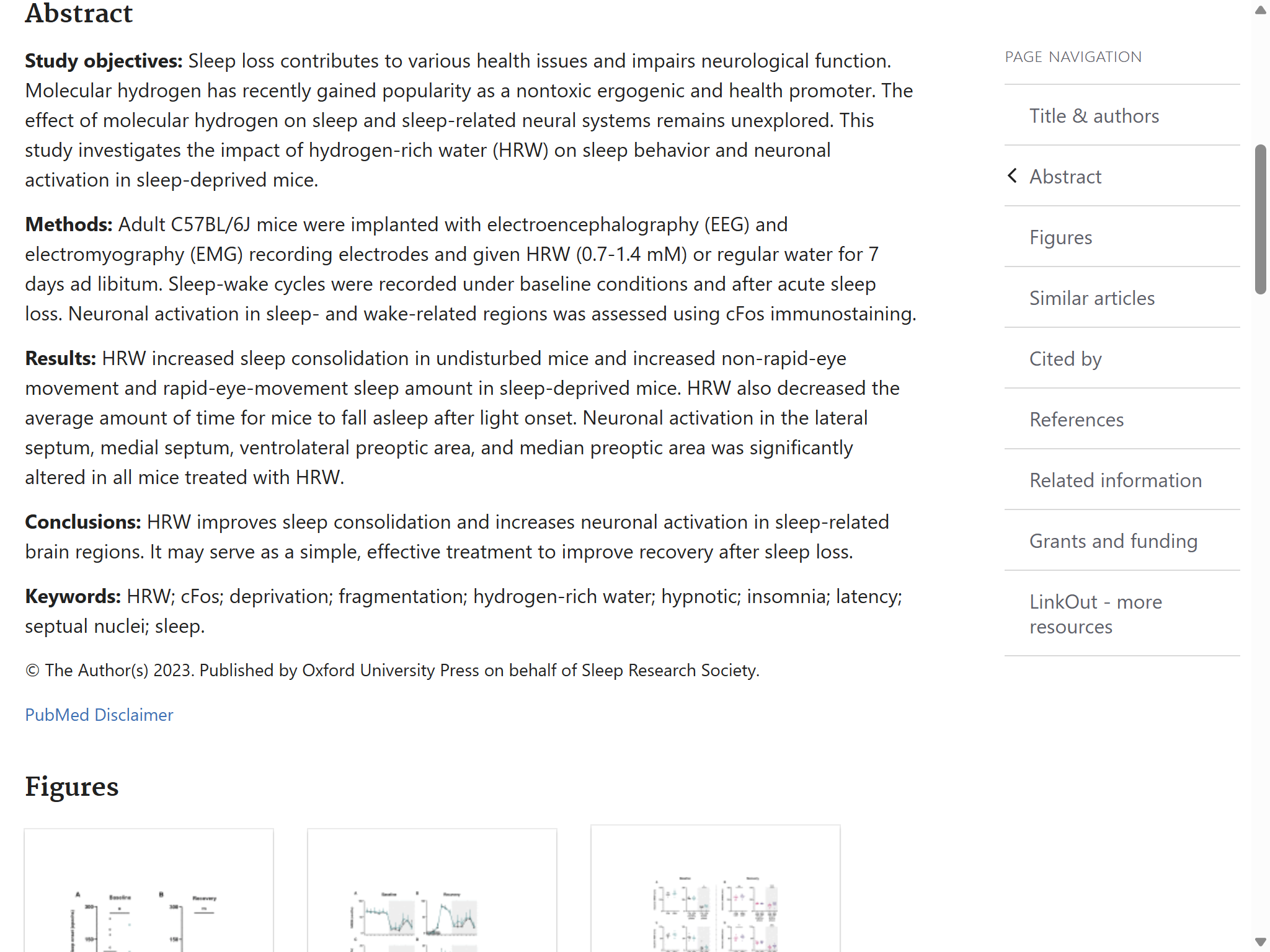 Vincent et al. 2024 Sleep Advances — HRW改善小鼠睡眠